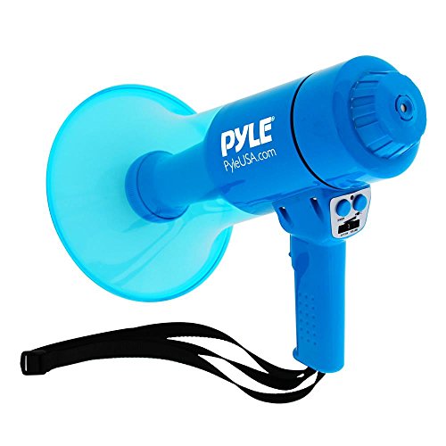 Pyle (Blue) 40W Compact, Portable Waterproof Megaphone Bullhorn With Flashlight - Rechargeable Pa Speaker, Adjustable Volume, Loud Alarm Siren, Handheld Lightweight Design For Outdoor Activities #TOP1