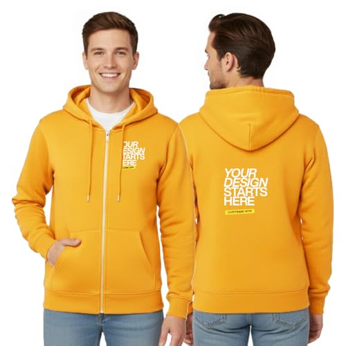 Image of Printodelivery Personalized Men & Women Plus Size 300GSM Rich Cotton Hoody Sweatshirt with Photo Print, Text, Logo. Customized 100% Cotton Hoodie Winter Wear, Print Your Photo /Image /Text On Hoody