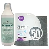 Detergente Pavimenti Ecologico di Marsiglia, Ipoallergenico con Olio Essenziale di Tea Tree, 1000ml + Panno Microfibra Pavimenti 50x70 cm (Detergente Pavimenti (1 Unità+Panno Pavimenti))