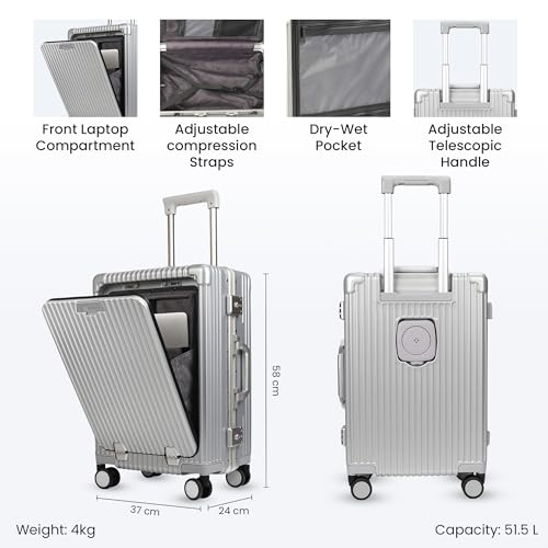 THE CLOWNFISH Ambassador 22 inch Silver Suitcase - Image 4