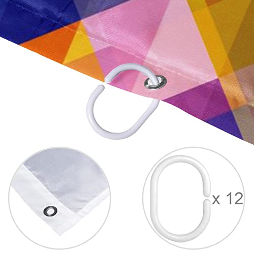 Rideau de douche géométrique coloré en textile premium imperméable de taille standard - 5