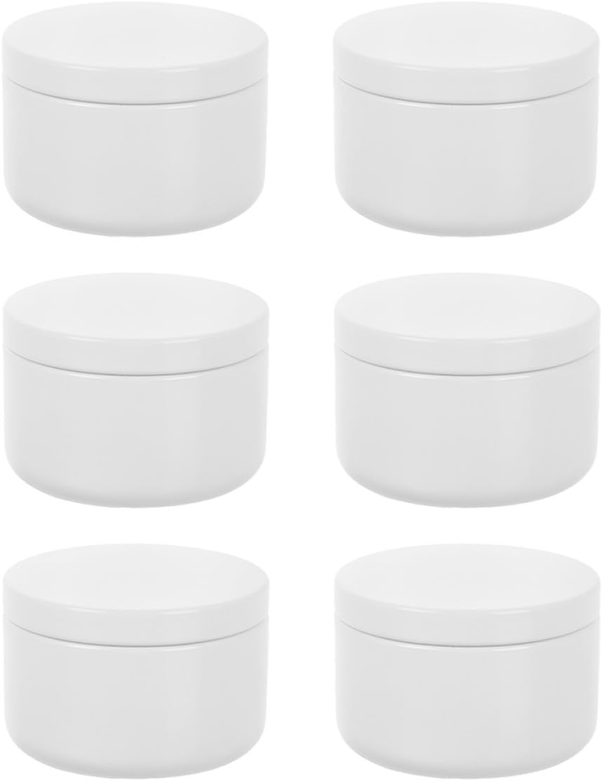 6pcs White Aluminum Candle Jars with Lids, Leakproof Sealed Design round Containers for Candle Making and Aromatherapy Oils Storage