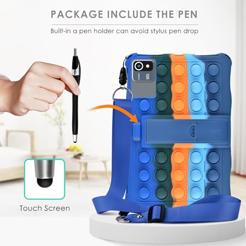 DETUOSI 11 inch Tablet Case Compatible with COLORROOM Android 14, AOCWEI X800, with Shoulder Strap and Stylus Pen, Multi-Angle Protective Cover for TECLAST P50, Dazzling Dark Blue by DETUOSI - Image 6