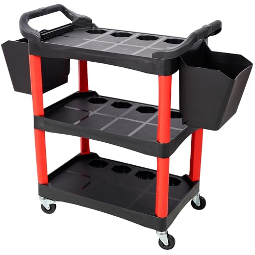 3-Tier Mobile Detailer's Utility Cart with Tool Organization, Lockable Wheels, and Ergonomic Handle for Garage, Workshop, and Auto Care Efficiency - Heavy-Duty Storage Solution for Professionals - Image 6