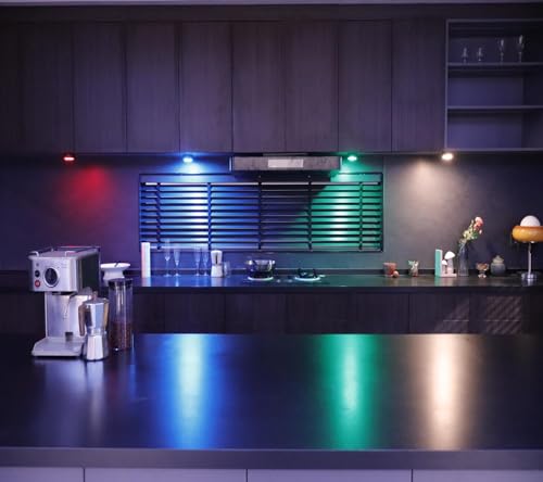 Image of Puck Lights with Remote,Under Cabinet Lighting Wireless,Battery Operated RGB LED Lights Dimmable,7 Colors Push Lights for Closet,Kitchen,Under Counter Lights Bar Display Shelf (6pack)