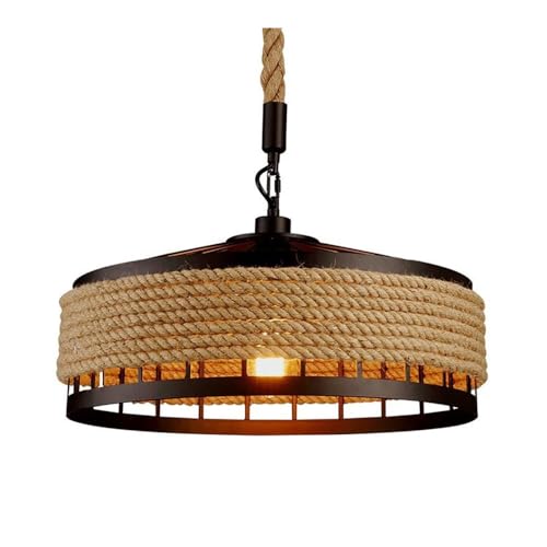 Lustre rustique et suspension corde de chanvre pour plafonnier de cuisine et entrée de ferme