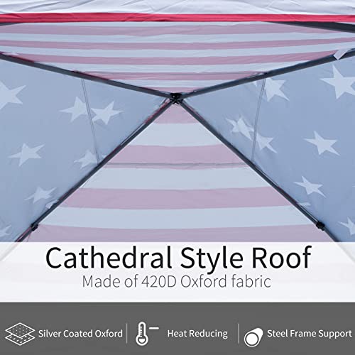 Outsunny 10' X 10' Pop Up Canopy Tent With Removable Mesh Netting, Easy Setup Design, Height Adjustable Party Event Shelter With Storage Bag, American Flag #TOP5