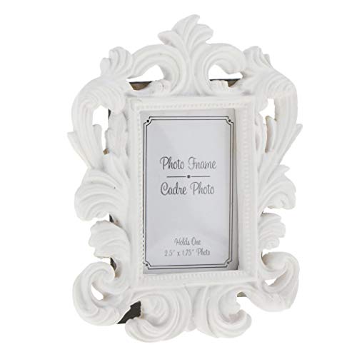 Inzopo Marco de fotos estilo barroco, estilo vintage, de resina, 9 x 12 cm, color blanco