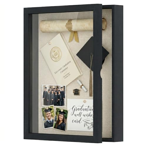 Love-KANKEI 13x16.5 Deep Large Shadow Box,Solid Wood Frame,Memory Box,Black