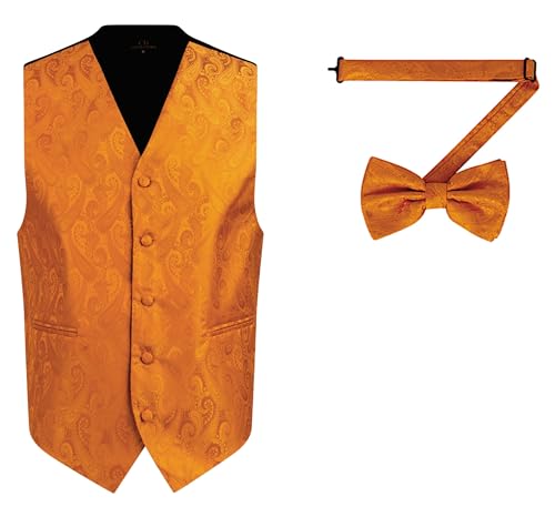 Oliver George 2pc Men's Paisley Formal Suit Vest Waistcoat Tuxedo