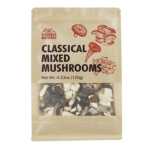 Vigorous Mountains Dried Mixed Mushrooms Blend Including Porcini Shiitake Oyster Woodear Mushrooms 4.23Oz thumb #2