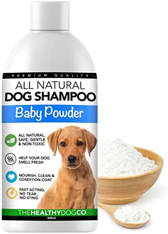 The Healthy Dog Co - Baby Powder Dog Shampoo - All Natural Dog Shampoo Baby Powder & Conditioner, Safe & Gentle Puppy Shampoo from 8 Weeks - Dog Shampoo for Smelly Dogs - 500ml