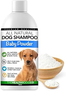 The Healthy Dog Co - Baby Powder Dog Shampoo - All Natural Dog Shampoo Baby Powder & Conditioner, Safe & Gentle Puppy Shampoo from 8 Weeks - Dog Shampoo for Smelly Dogs - 500ml