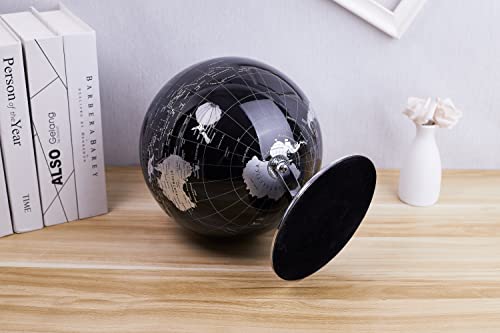 ANNOVA Globo mundial metálico preto – Decoração educacional/geográfica/moderna de mesa – arco e base