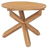 Lumanois Table à dîner de Jardin Ø90x75 cm Bois de Teck Massif Tables de Jardin Brun,316168