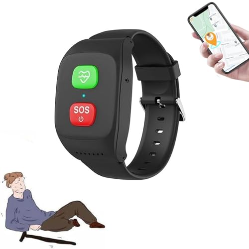 Braccialetto SOS per anziani con rilevamento cadute, orologio intelligente con allarme caduta per anziani, braccialetto di sicurezza GPS per anziani, localizzatore con pulsante di emergenza e chiamate