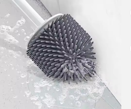 Image of Ring King Toilet Ring Remover Silicone Toilet Brush and Holder Set| This Bathroom Accessory Brush and Holder Easily Scrub Grime, Mineral deposits, and Hardwater Rings from Toilet Bowls.