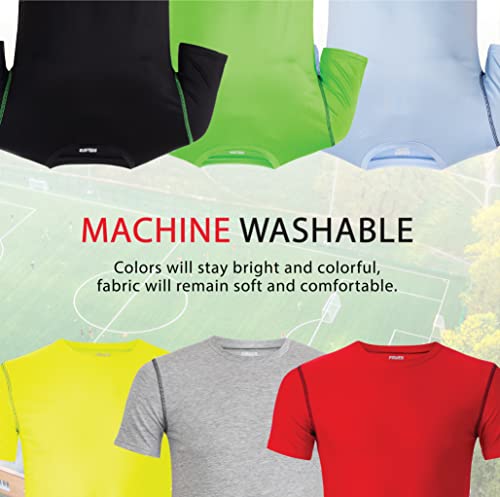 Boys T-Shirts - Youth Big Kids Active Workout Dry-Fit Stretch Crew Neck Short Sleeve Top 4 Pack3