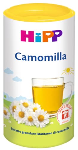 HiPP - Tisana alla Camomilla Solubile, Estratto Granulare Istantaneo di Camomilla, con Isomaltulosio, Sapore Delicato, Protegge i Denti, 1 Confezione da 200 gr, Per Bambini e Adulti, Senza Glutine