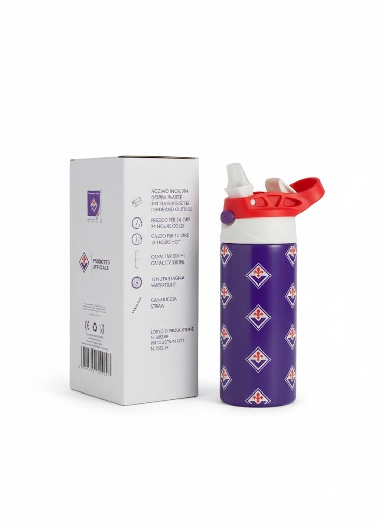 Only4fan S.r.l. ACF Fiorentina Borraccia Termica Acciaio doppia parete 350 ml Prodotto Ufficiale