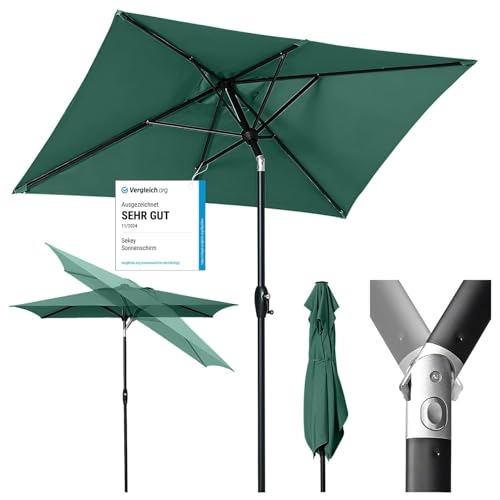 Sekey 210 × 140 cm Aluminum Sonnenschirm Marktschirm Gartenschirm Terrassenschirm Sonnenschutz...