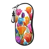 Anceky Tragbares Brillenetui „Feld bunter Tulpen – Leichte Sonnenbrillenetui