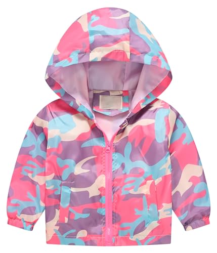 Happy Cherry Toddler Baby Casual Printed Windbreaker Lightweight Zipper Hoodie Coat Casual Jacket 1-5T