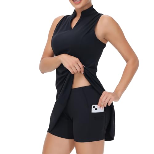 Tennis Golf Dress for Women Workout Active Athletic Dresses with Shorts 2 Piece Sets Outfits Cute Clothes Summer4
