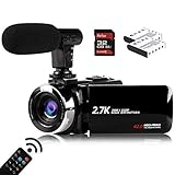 Video Camera Camcorder with Microphone, Vmotal 2.7K HD 42.0 MP 18X Digital Zoom 1080P IR Night Vision Vlogging YouTube Webcam Recorder, 3.0 Inch Screen with 2 Batteries Inculde 32GB SD Card