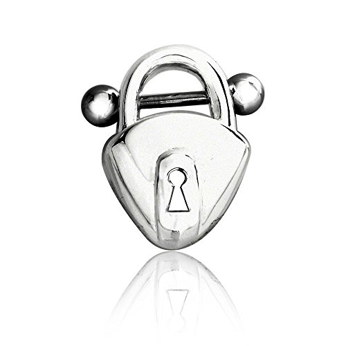 Dan's Jewelers Chastity Belt Body Jewelry Lock Key Piercing Belly Ring Barbell, Fine Stainless Steel