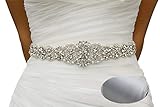 QueenDream Silver Crystal sashes for wedding, Silver Wedding Bridal Belt, Braided Rhinestone Sash