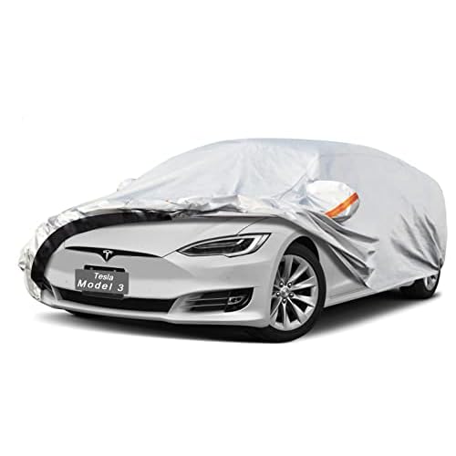 6 Layers Car Cover Custom Fit Tesla Model 3 (2017-2025) Waterproof All Weather, Heavy Duty Outdoor Snow Sun Rain Uv Protection (Ships from US Warehouse, Delivery 3-8 Days) Tesla Model 3 (201