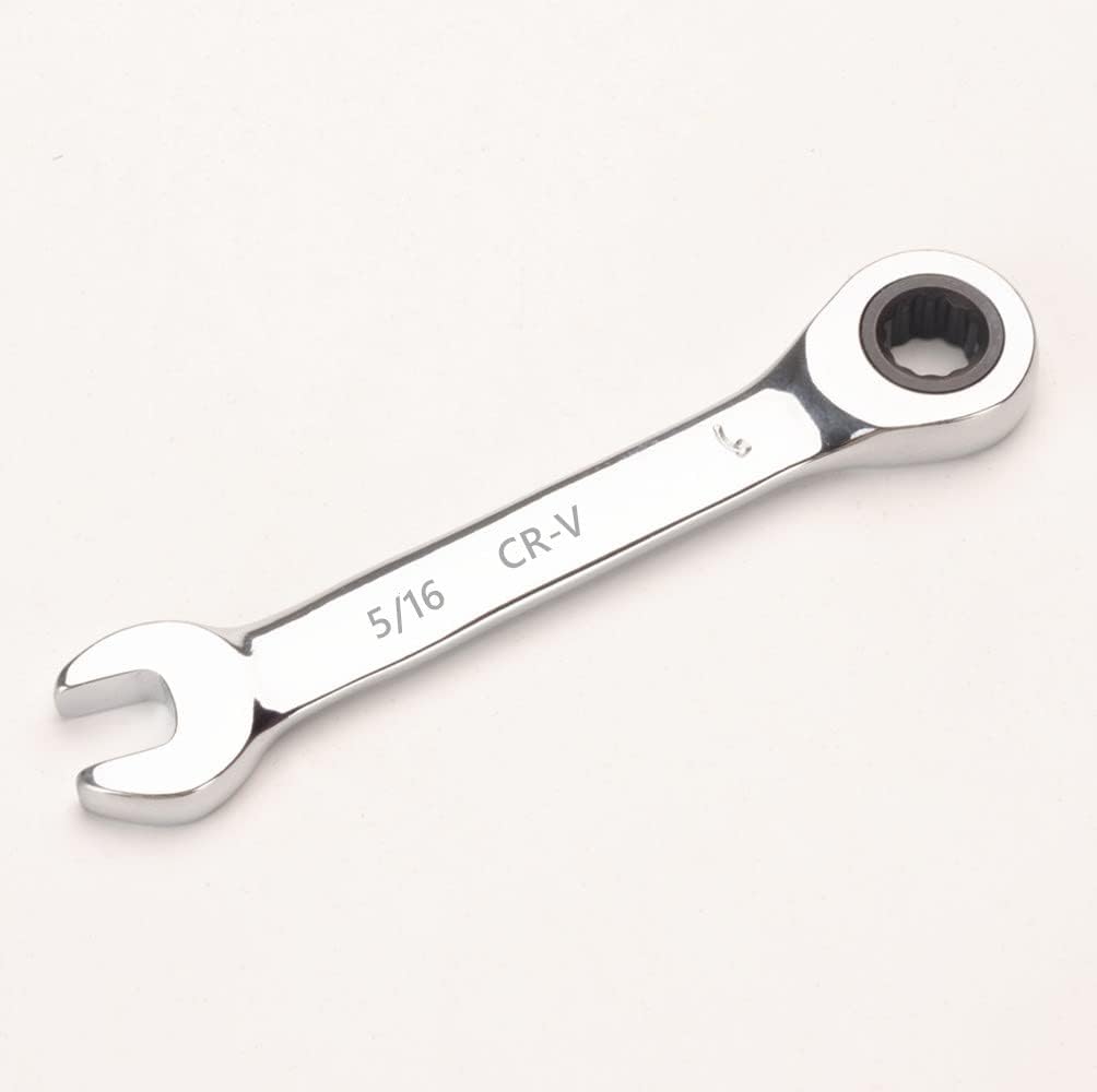 FLZOSPER 5/16-inch SAE Stubby Box End Head Geared Wrench, 72-Tooth Ratcheting Combination Wrench Spanner