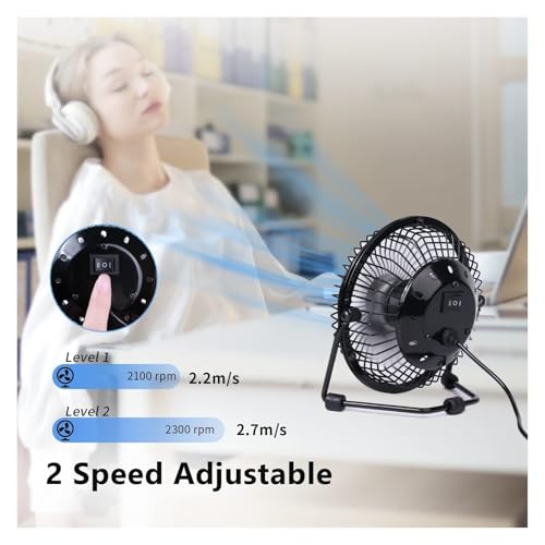 Ventilateur portable à 2 vitesses USB orientable pour espace de travail - 4