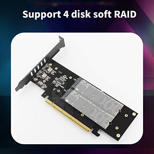 JEYI iHyper-Pro M.2 X16 to 4X PCIE 4.0 GEN4 Expansion Card Supports NVMe M.2 m Key 2280 up to 32Gbps for VROC NVMe Raid (iHyper-Pro) - Thumbnail 5