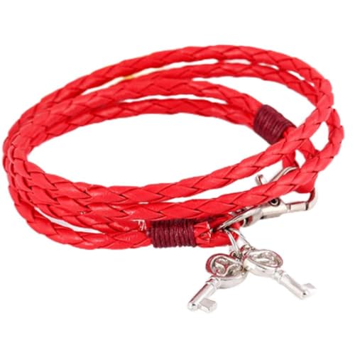 Bracelet en cuir de couple rétro rouge à offrir pour la Saint-Valentin
