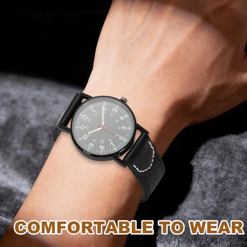 Bracelet montre 20mm cuir et nylon bleu-noir chic - 6