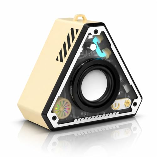 Image of V2 5W Wireless Bluetooth Mini Speaker with Loud Sound & Punchy Bass, 52mm Driver with 360 Surround, BT V5.3 Quick Connect, Transparent Design, with Inbuilt MIC for Call Function (Beige)