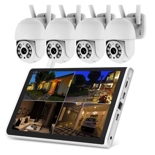 ERETYRET Monitor Da 10,1 Pollici 3MP 8CH NVR Kit Wireless PTZ Di Telecamere Di Sicurezza 2Way Audio Home Wifi Telecamere Di Sorveglianza CCTV Set All-One Facile Da Installare