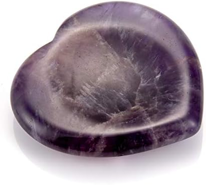 Sunligoo Healing Crystal Amethyst Heart Love Thumb Worry Stone Pocket Palm Gemstones for Anxiety Therapy Geometry Chakra Reiki Balancing