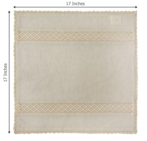Serviettes de table en coton naturel avec dentelle lot de 8 réutilisables - 4