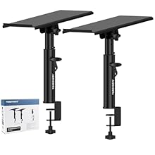 【Adjustable Tilt Angle】The top plate can be adjusted from 0 to 12°. Suitable for most monitor speakers horizontal and tilt placement. 【Universal Compatibility】Comes with 9"x 12" metal top plate, 3mm EVA anti-skid pad is helpful to avoid speaker vibra...