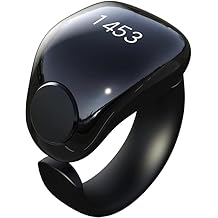 Telawah Tasbih Zikr Smart Ring Clock, Adjustable Counter, 2 Sizes (18 and 20mm), APP Support Digital Counter Prayer Reminder Ring, Waterproof 4 Digit Finger Counter Zikr Ring for Muslims (Black)