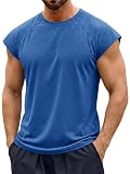 Runcati Mens Tank Tops Workout Muscle Gym Athletic T-Shirts Casual Cap Sleeve Summer Beach Cotton Tops Royal