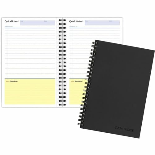 Cambridge Limited Business Notebook with QuickNotes, Legal Ruled Paper, 5" x 8", 80 Sheets, Flexible Soft Touch Cover, Wirebound, Gray (06096)