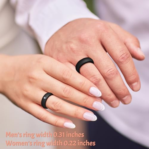 Custom Rubber Wedding Bands for Couples 5.7MM+8MM, Personalized Silicone Rings for Him and Her With Cubic Zirconia, Engrave His and Hers Silicone Wedding Bands Men Women, Anniversary Engagement Gifts3