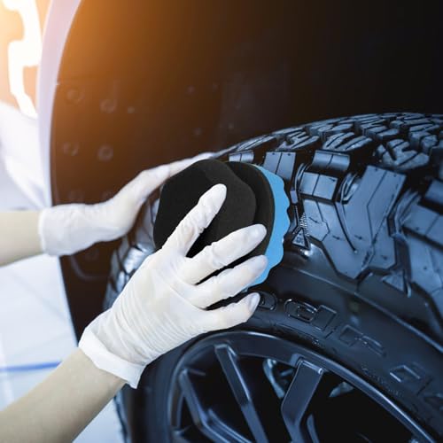 2 Pack Large Tire Shine Applicator Pad, Tire Hex Grip Applicator, Reusable Car Cleaning Supplies After Car Wash