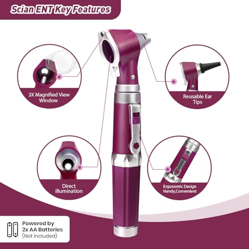 image for Scian Otoscope - Ear Scope with Light, Ear Infection Detector and Pock