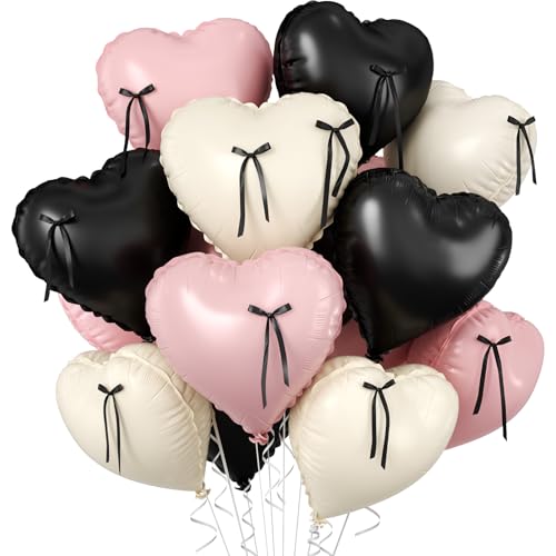 Pink And Black Heart Balloons Set