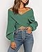 BTFBM Off The Shoulder Sweater for Women Winter Fall Fashion 2026 V Neck Long Sleeve Ribbed Knit Wrap Cropped Sweaters(Army Green, Medium)